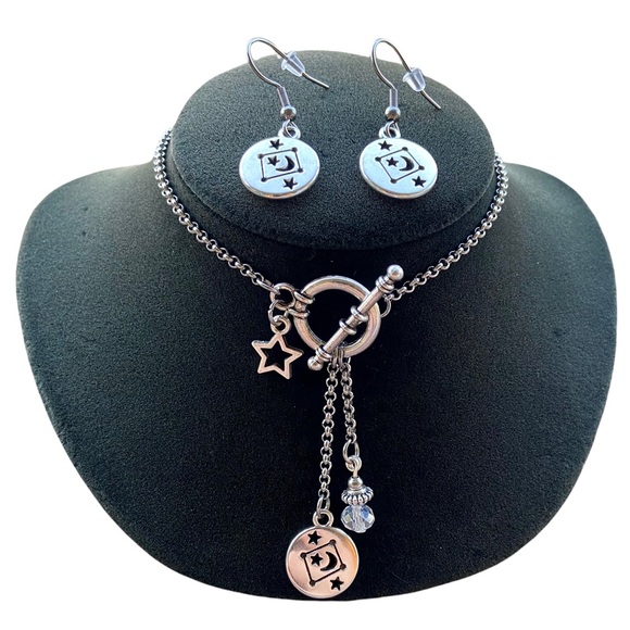 ♎️ LIBRA zodiac sign constellation necklace + matching earrings set - Picture 3 of 15